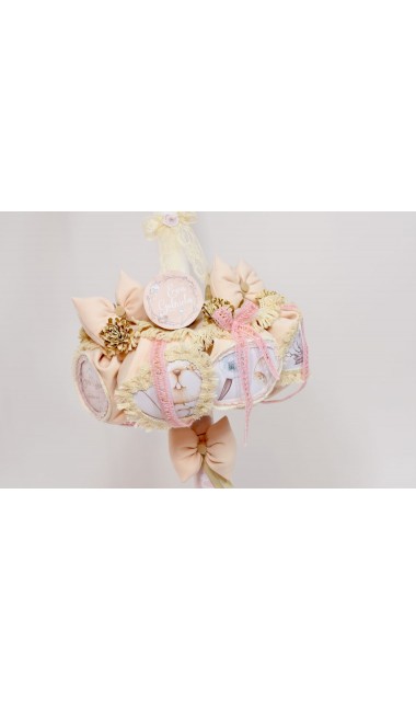 Lumanare de botez pentru fetite cu jucarie de plus castori,  65x4cm Doamna Castor  5